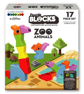 People Blocks - 17 Piece Zoo Animals
